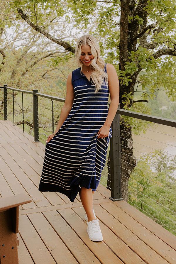 impressions Yacht Club Cutie Stripe Knit Maxi Dress