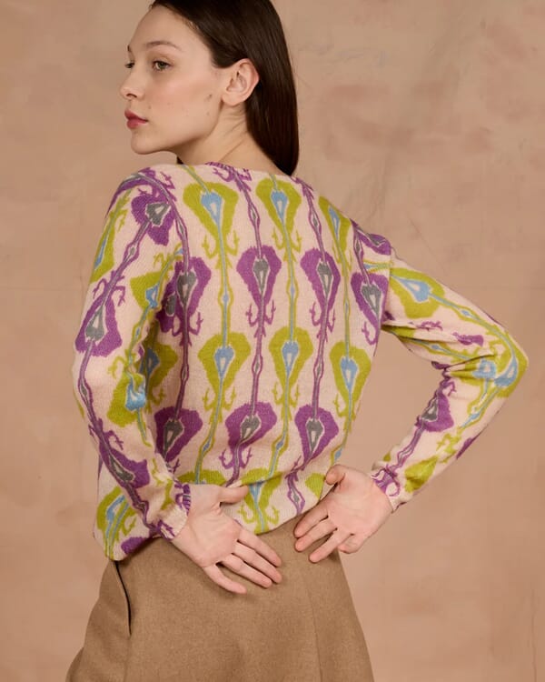 in bed with you ABBSTRACT PRINT V NECK CARDIGAN COL.871