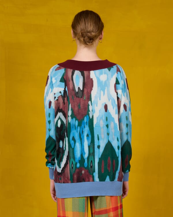 In Bed With You ABSTRACT PRINT BATWING V NECK JUMPER COL. 152