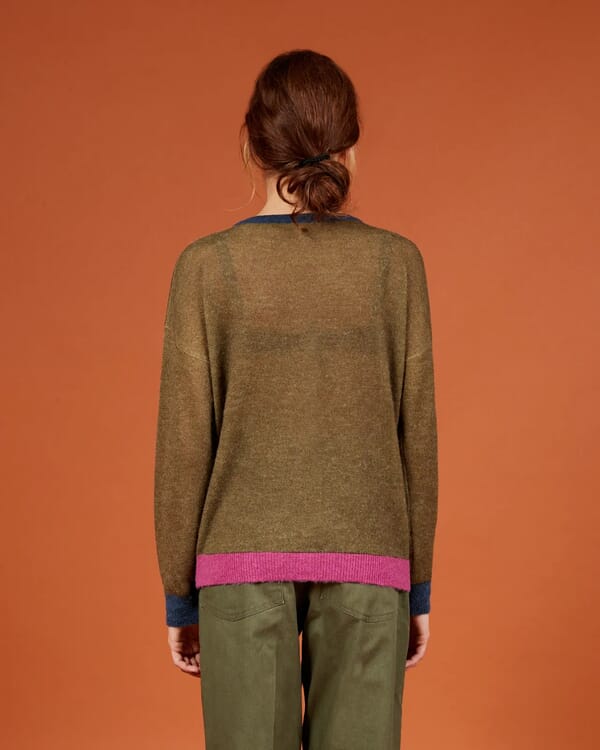 In Bed With You ABSTRACT PRINT CREWNECK CARDIGAN COL.840