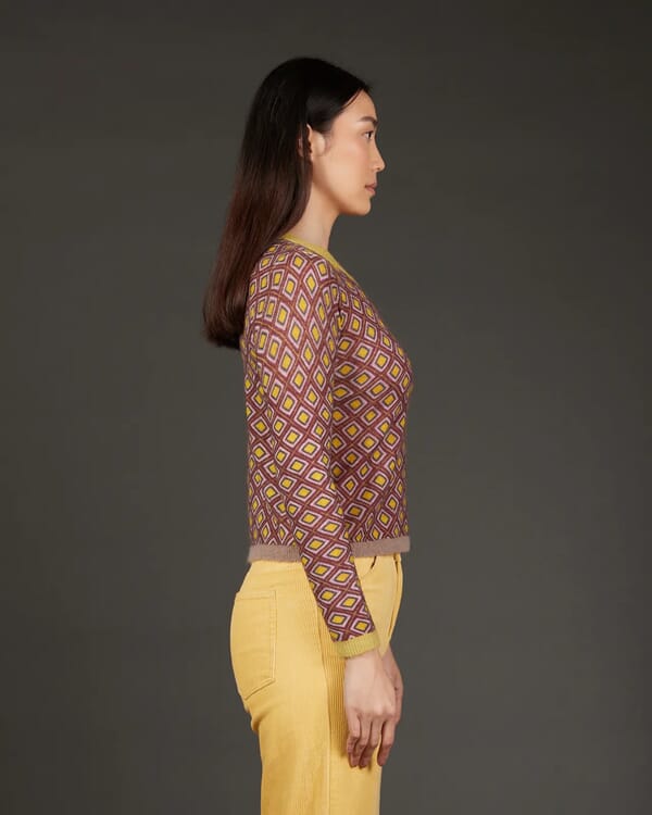 In Bed With You ABSTRACT PRINT CREWNECK CARDIGAN COL.840