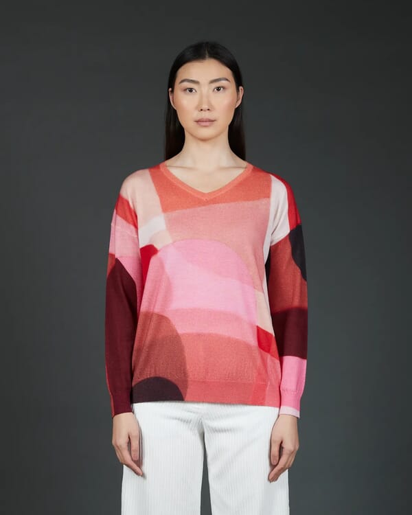 In Bed With You ABSTRACT PRINT V NECK JUMPER COL. 849