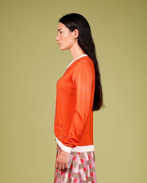 In Bed With You CONTRAST-EDGE GEOMETRIC PRINT CARDIGAN WITH POCKETS COL. 830