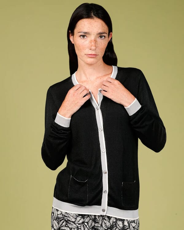 in bed with you CONTRAST-EDGE PRINT CARDIGAN WITH POCKETS COL. 006