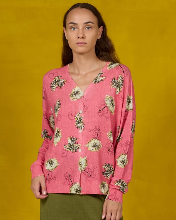 in bed with you CONTRAST-EDGE PRINT CARDIGAN WITH POCKETS COL. 006