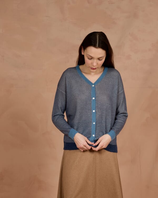 In Bed With You CONTRAST-EDGE PRINT CARDIGAN WITH POCKETS COL. 015