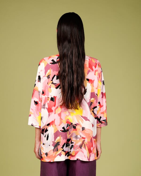 In Bed With You CONTRAST-EDGE PRINT CARDIGAN WITH POCKETS COL. 015