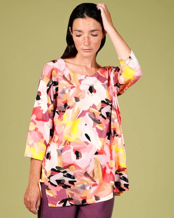 in bed with you CONTRAST-EDGE PRINT CARDIGAN WITH POCKETS COL. 015