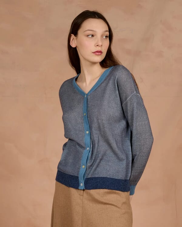 in bed with you CONTRAST-EDGE PRINT CARDIGAN WITH POCKETS COL. 015