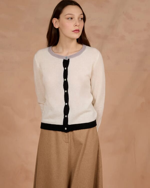 in bed with you CONTRAST-EDGE PRINT CARDIGAN WITH POCKETS COL. 022