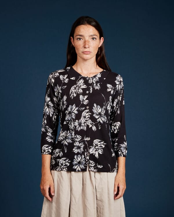 In Bed With You CONTRAST-EDGE PRINT CARDIGAN WITH POCKETS COL. 027