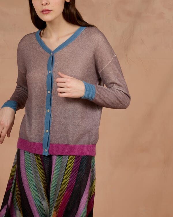 In Bed With You CONTRAST-EDGE PRINT CARDIGAN WITH POCKETS COL. 030