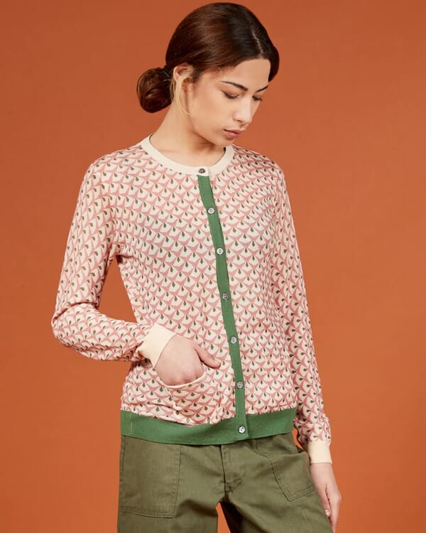 in bed with you CONTRAST-EDGE PRINT CARDIGAN WITH POCKETS COL. 039