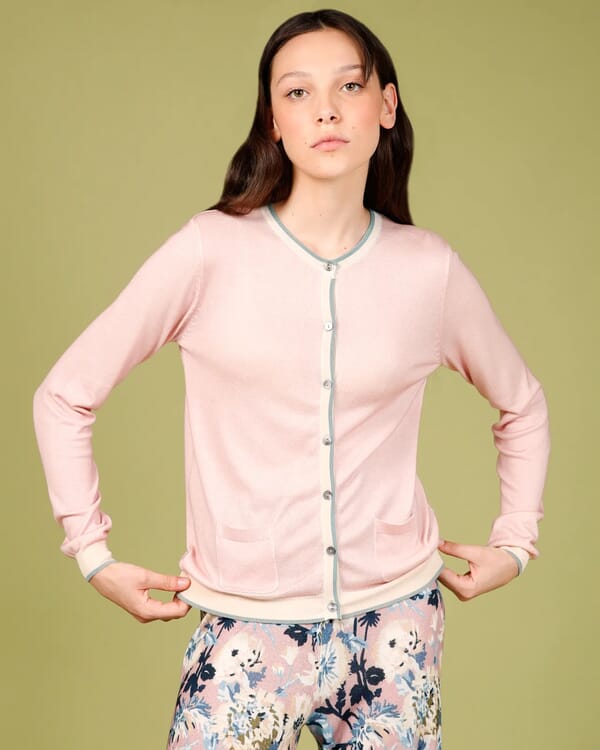 in bed with you CONTRAST-EDGE PRINT CARDIGAN WITH POCKETS COL. 051