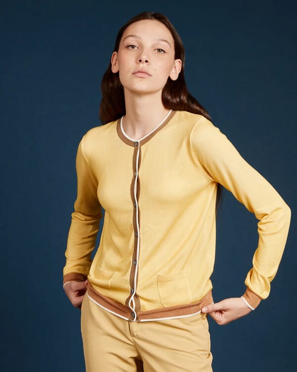 in bed with you CONTRAST-EDGE PRINT CARDIGAN WITH POCKETS COL. 051