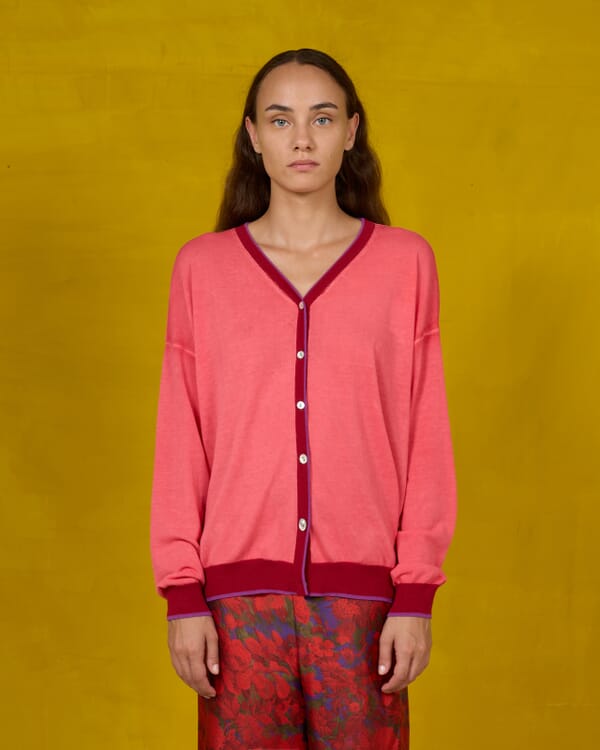 In Bed With You CONTRAST-EDGE PRINT CARDIGAN WITH POCKETS COL. 915