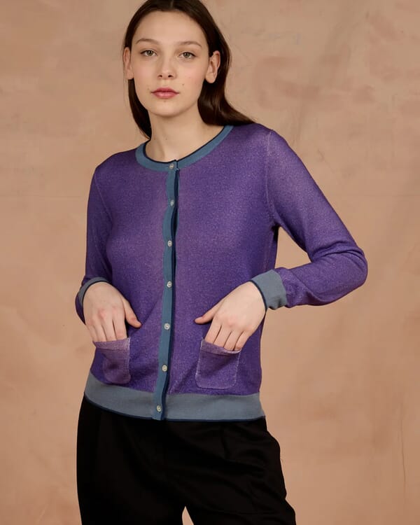 in bed with you CONTRAST-EDGE STRIPES PRINT CARDIGAN WITH POCKETS COL. 855