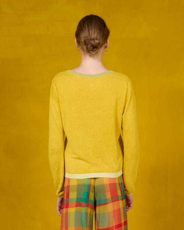 In Bed With You CONTRAST-EDGE TARTAN PRINT CARDIGAN WITH POCKETS COL. 020