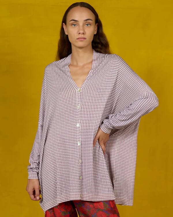 in bed with you CONTRAST-EDGE TARTAN PRINT CARDIGAN WITH POCKETS COL. 014