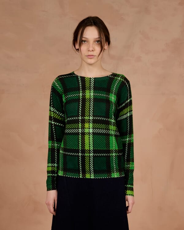 In Bed With You CONTRAST-EDGE TARTAN PRINT CARDIGAN WITH POCKETS COL. 020