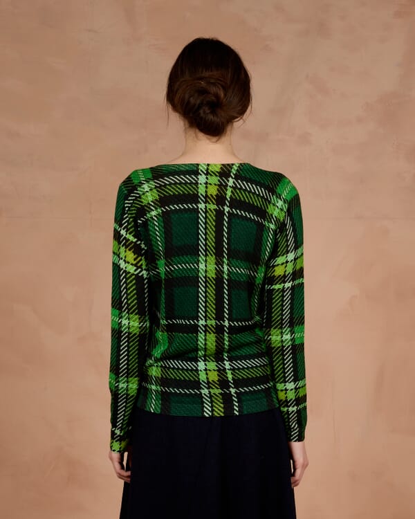 In Bed With You CONTRAST-EDGE TARTAN PRINT CARDIGAN WITH POCKETS COL. 020