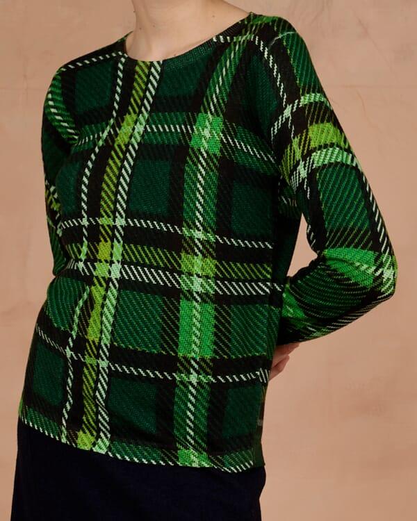 In Bed With You CONTRAST-EDGE TARTAN PRINT CARDIGAN WITH POCKETS COL. 020