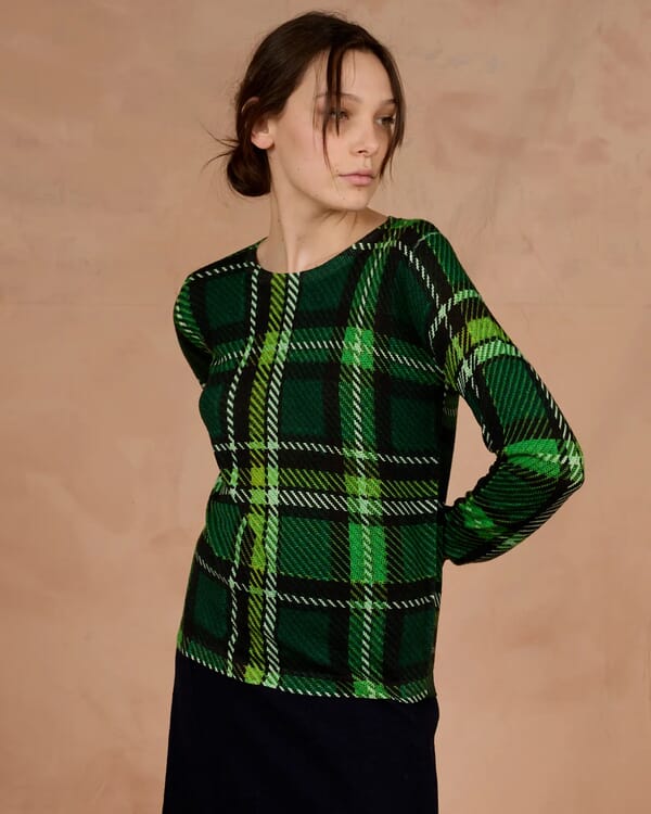in bed with you CONTRAST-EDGE TARTAN PRINT CARDIGAN WITH POCKETS COL. 020