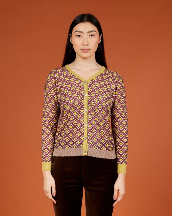 In Bed With You CONTRAST-EDGE TARTAN PRINT CARDIGAN WITH POCKETS COL. 014