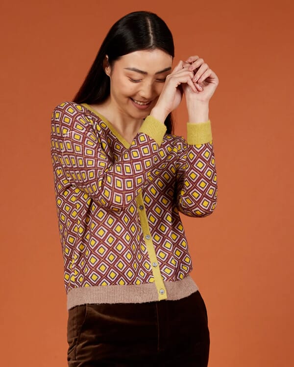 in bed with you CONTRAST-EDGE TARTAN PRINT CARDIGAN WITH POCKETS COL. 014