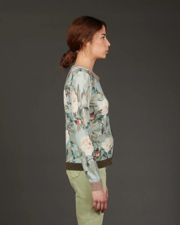 In Bed With You FLORAL AND GEOMETRIC PRINT DUPLEX V NECK JUMPER COL.609