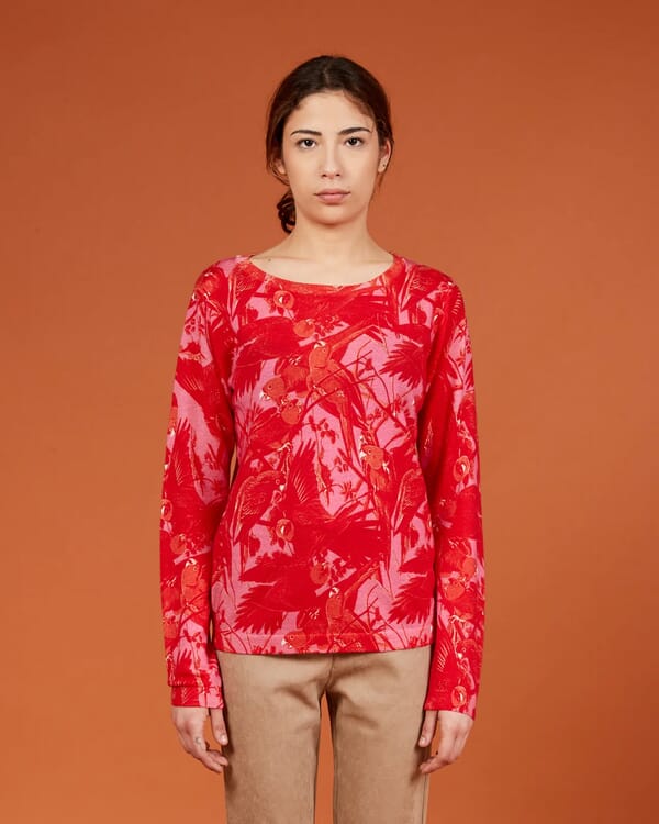 In Bed With You FLORAL PRINT BATWING SLEEVE V NECK JUMPER COL.820