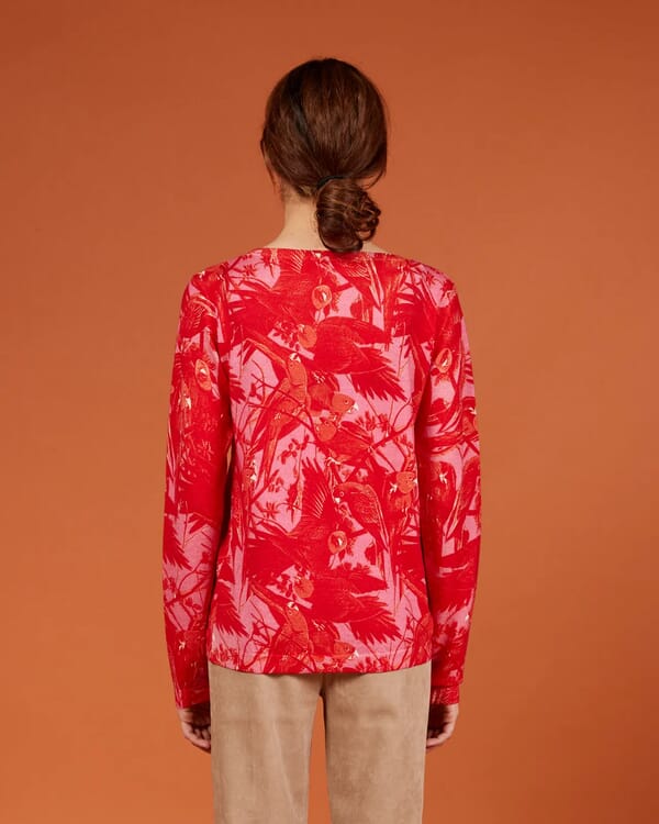 In Bed With You FLORAL PRINT BATWING SLEEVE V NECK JUMPER COL.820