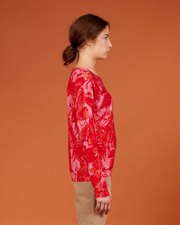 In Bed With You FLORAL PRINT BATWING SLEEVE V NECK JUMPER COL.820