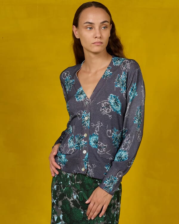 in bed with you FLORAL PRINT CARDIGAN WITH POCKETS COL.808