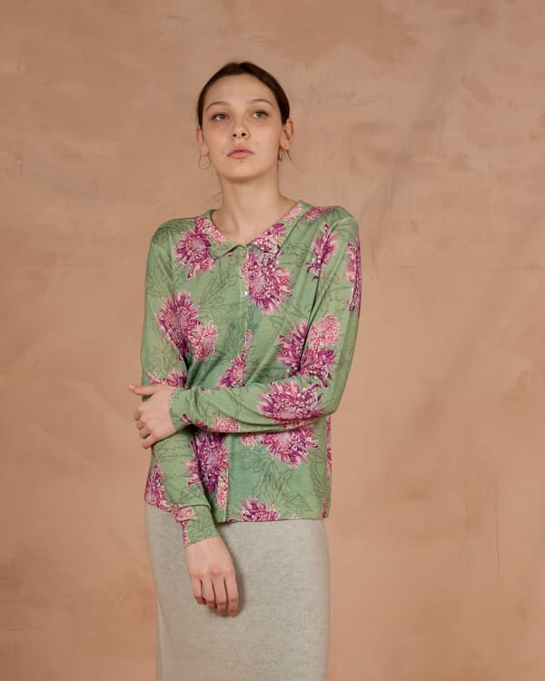 In Bed With You FLORAL PRINT CREWNECK CARDIGAN COL.852
