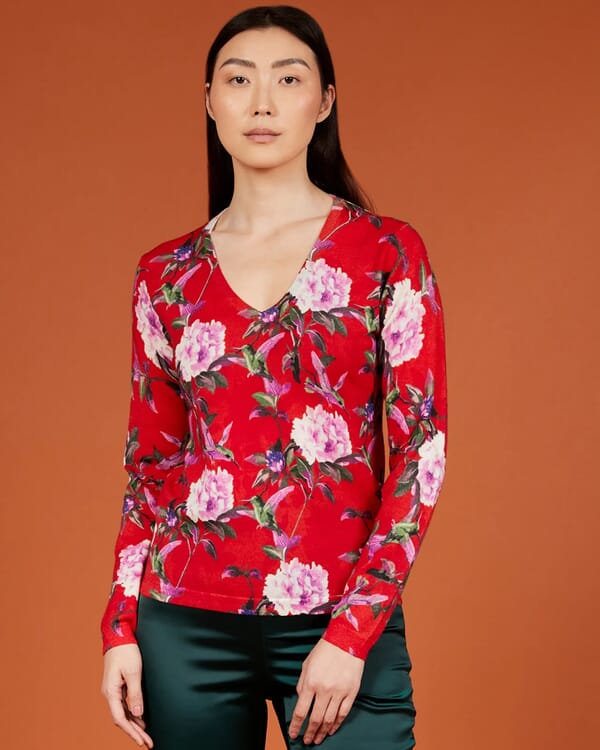 in bed with you FLORAL PRINT CREWNECK JUMPER COL.818