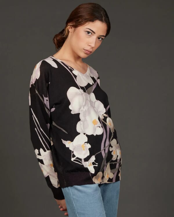 in bed with you FLORAL PRINT CREWNECK JUMPER COL. 860