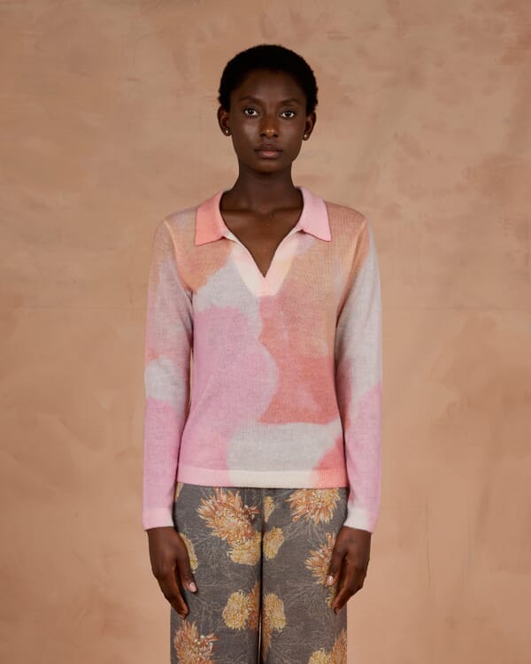 In Bed With You FLORAL PRINT POLO NECK JUMPER COL.809