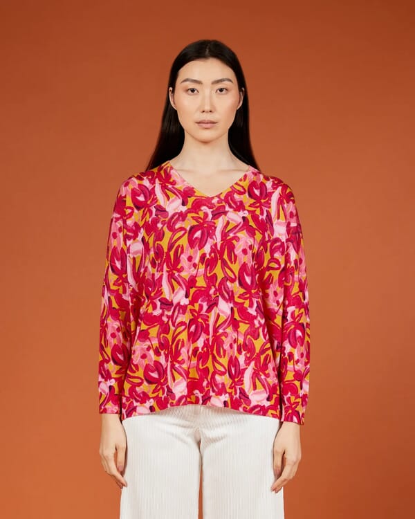 In Bed With You FLORAL PRINT POLO NECK JUMPER COL.809