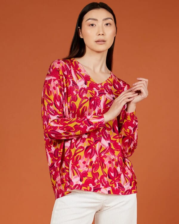 in bed with you FLORAL PRINT POLO NECK JUMPER COL.809