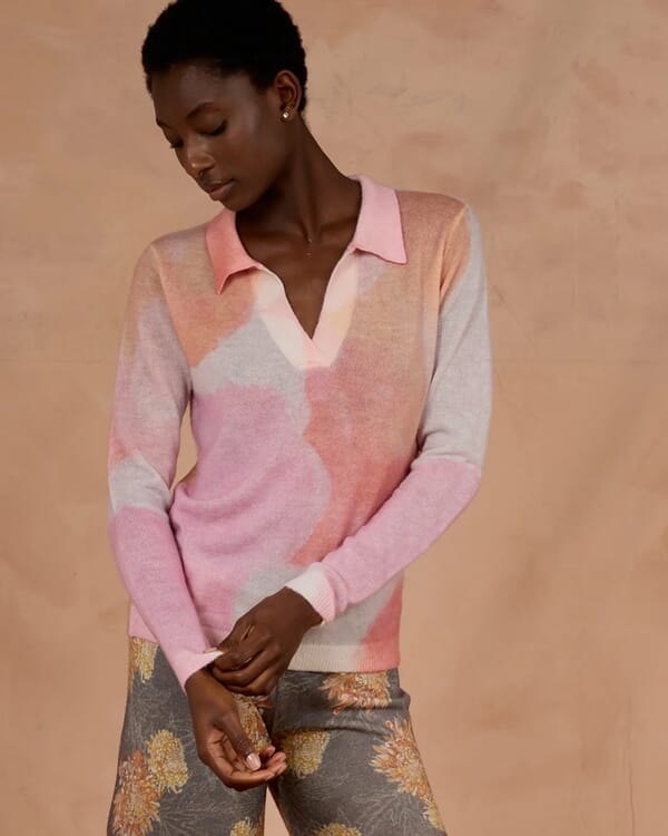 in bed with you FLORAL PRINT POLO NECK JUMPER COL.809