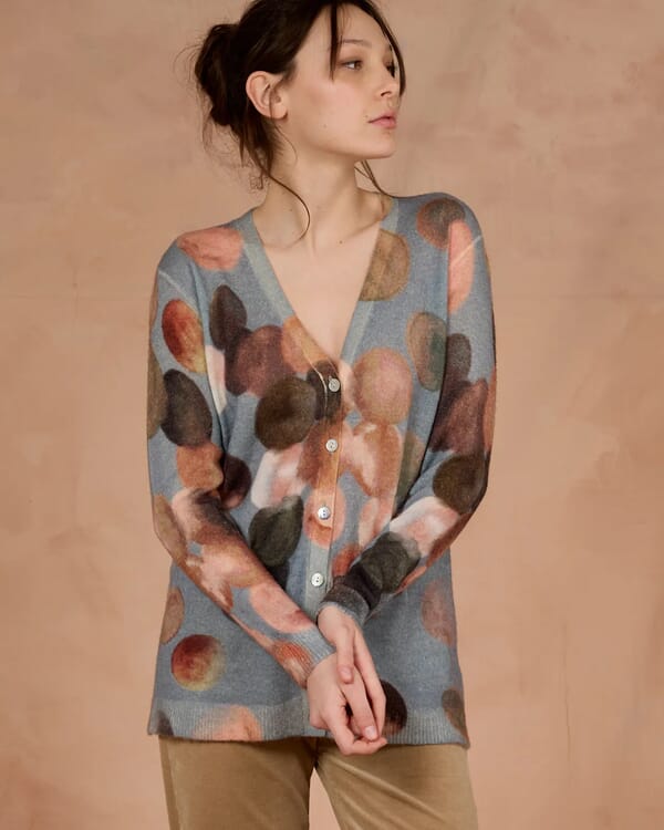 in bed with you FLORAL PRINT V NECK CARDIGAN COL.341