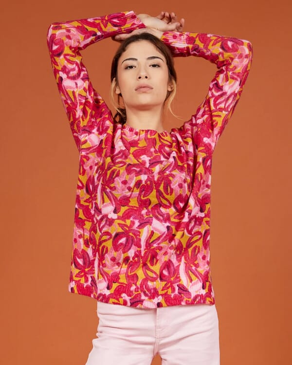 in bed with you FLORAL PRINT V NECK CARDIGAN COL.829