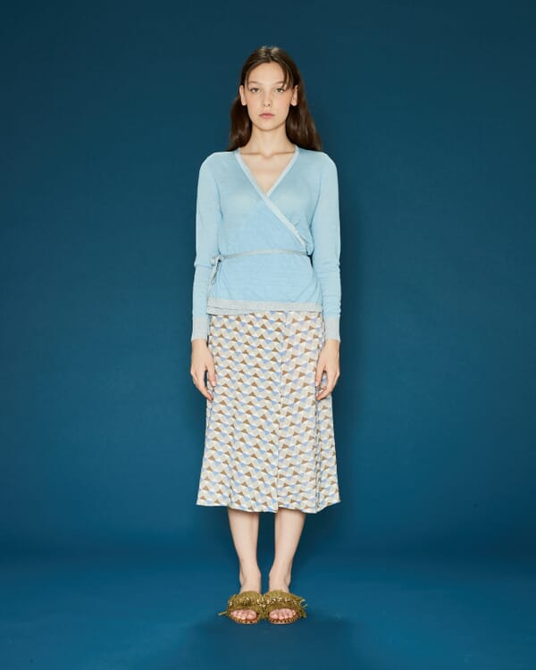 In Bed With You FLORAL PRINT WRAP LONGUETTE SKIRT COL.997