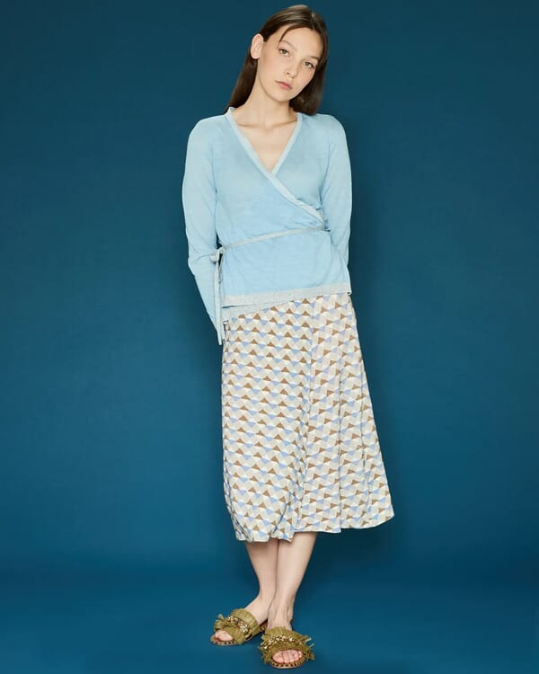 in bed with you FLORAL PRINT WRAP LONGUETTE SKIRT COL.997