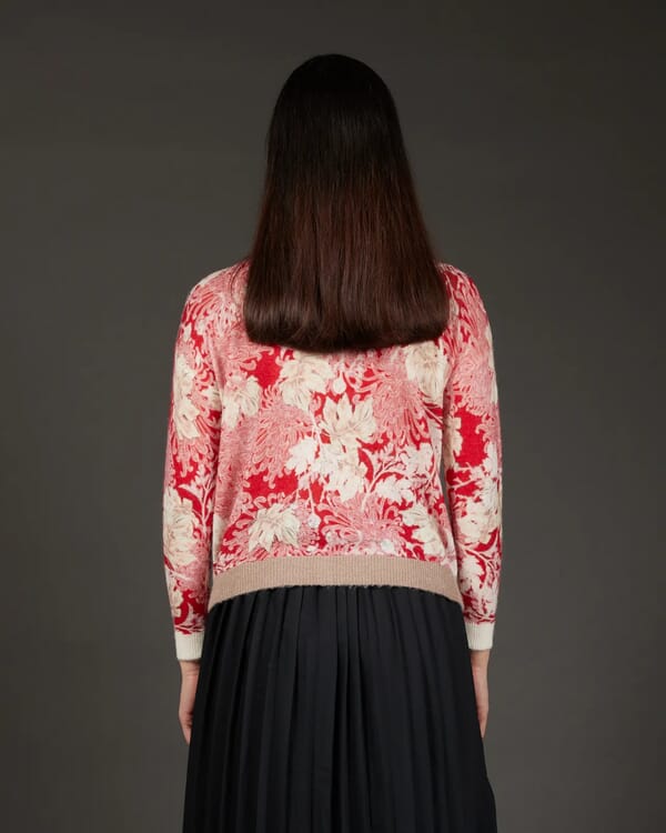 In Bed With You GEOMETRIC AND FLORAL PRINT CREWNECK CARDIGAN COL.215