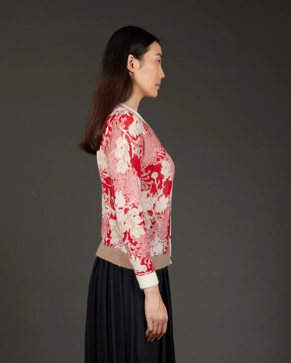 In Bed With You GEOMETRIC AND FLORAL PRINT CREWNECK CARDIGAN COL.215