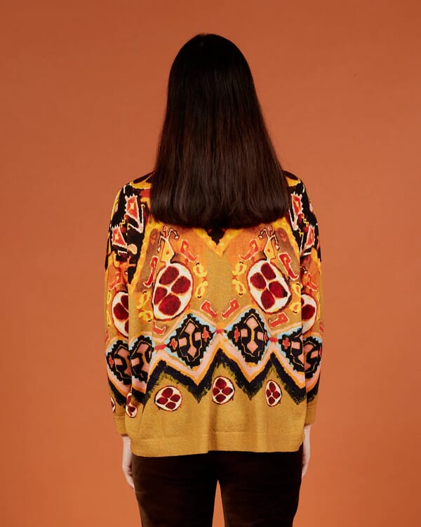 In Bed With You GEOMETRIC PRINT BATWING SLEEVE V NECK JUMPER COL.835