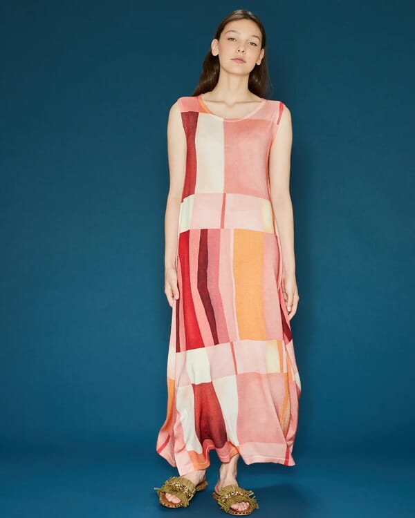 in bed with you GEOMETRIC PRINT BATWING SLEEVE V NECK JUMPER COL.835