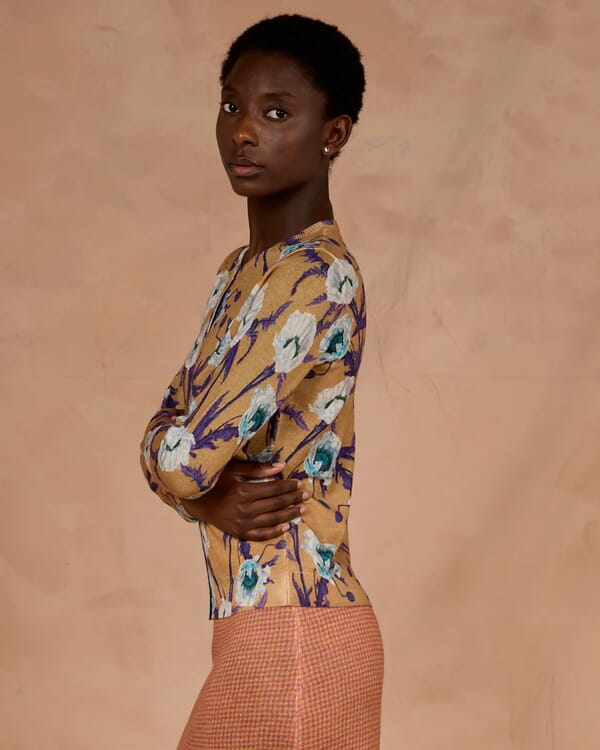 in bed with you GEOMETRIC PRINT BATWING V NECK JUMPER COL. 185